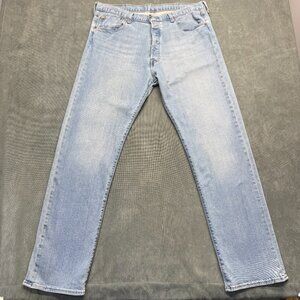 Levi’s 501 Original Fit Jeans Mens 38x34 Light Wash Button Fly Straight Leg